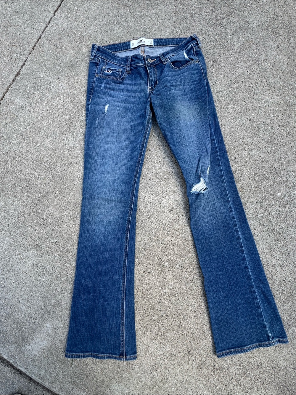 Hollister Distressed Dark Blue Flare Jeans